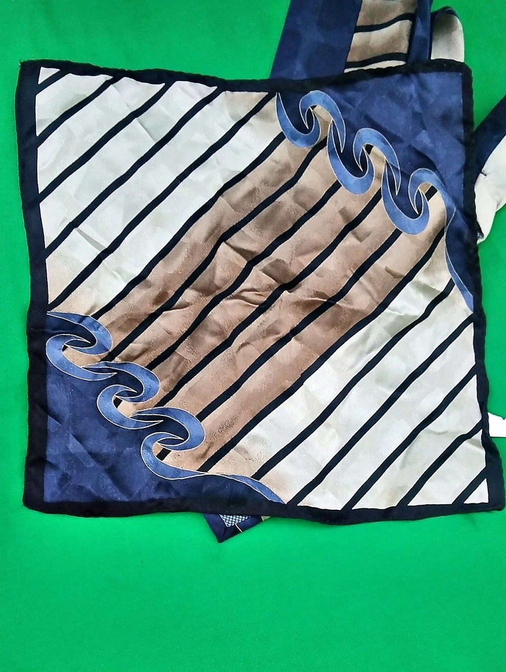 Giorgio Cosani Striped Silk Tie Set in Blue & Cream... Vintage